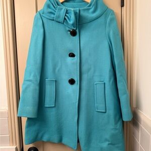 Kate Spade Turquoise Coat with Polka Dot Lining